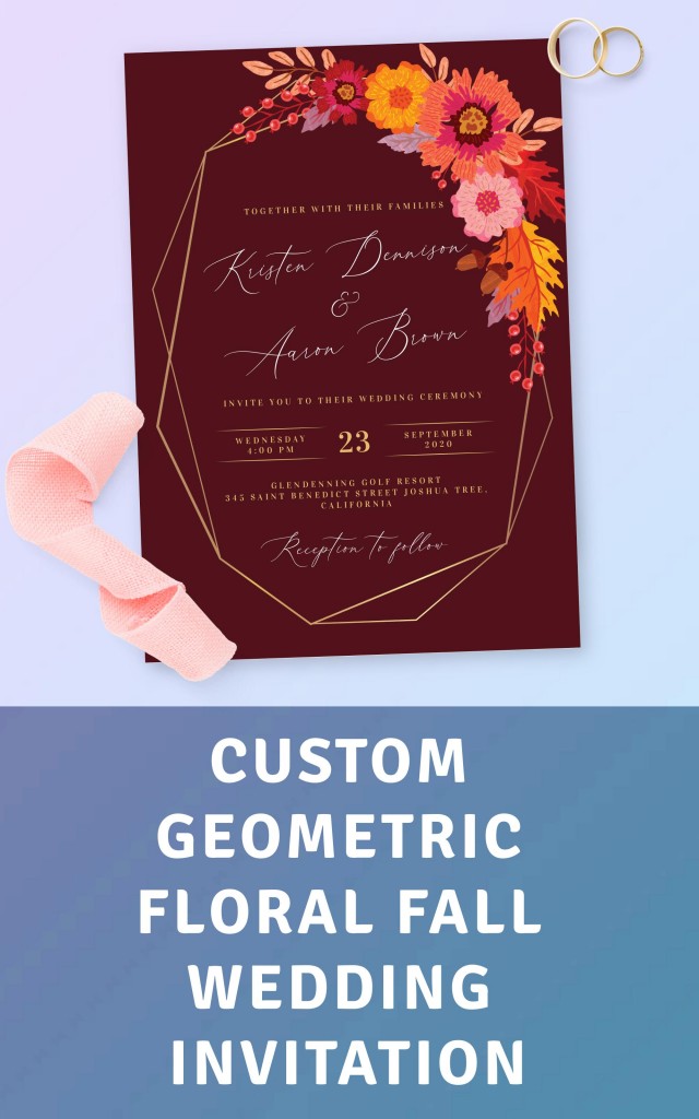Get Geometric Floral Fall Wedding Invitation
