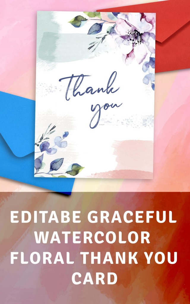 Get Graceful Watercolor Floral Thank You Card