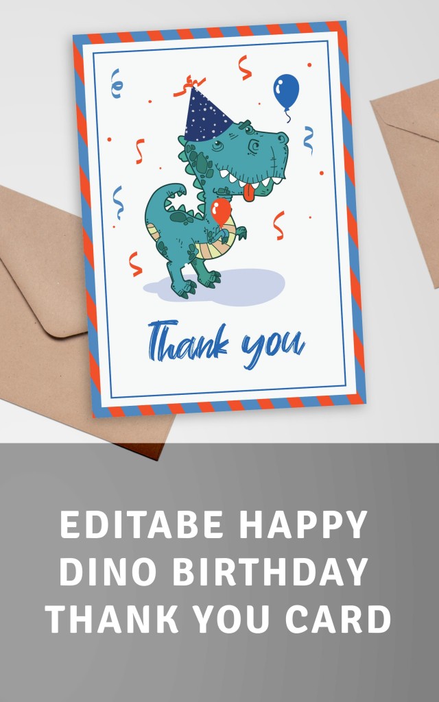 Get Happy Dino Birthday Thank You Card