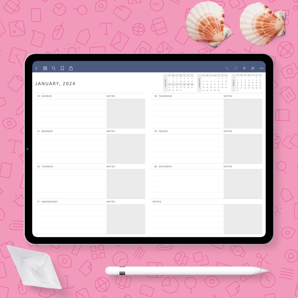 Lined Style Weekly Planner Template Template - Printable PDF