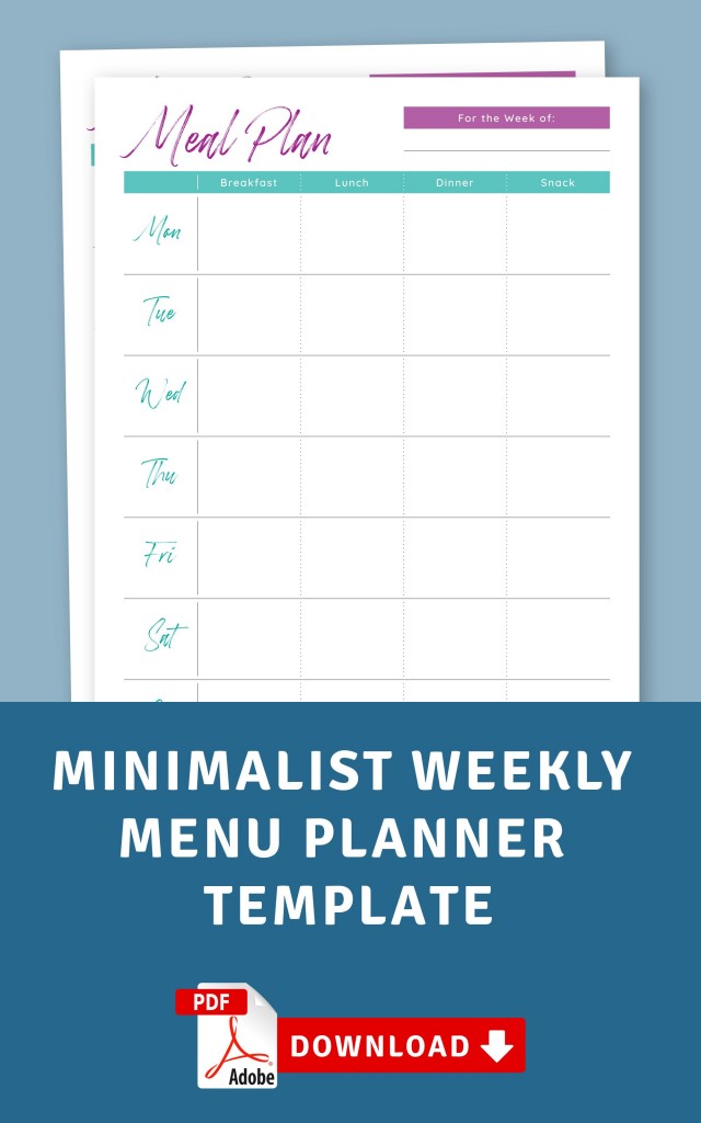 monthly meal planner and grocery list