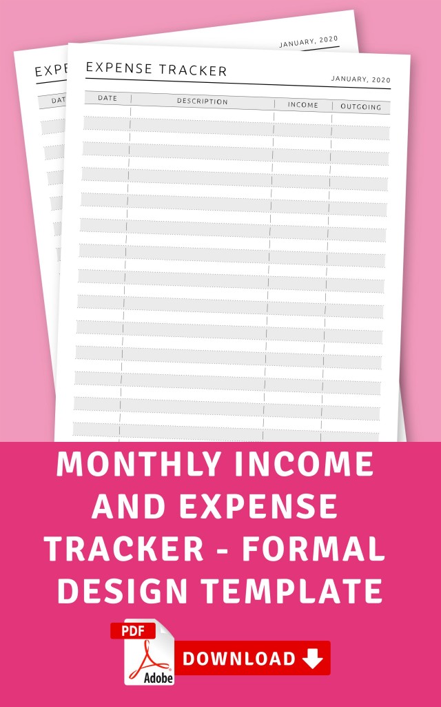 Monthly and Expense Tracker Formal Design