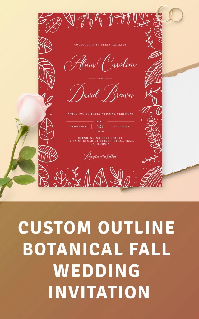 Get Outline Botanical Fall Wedding Invitation