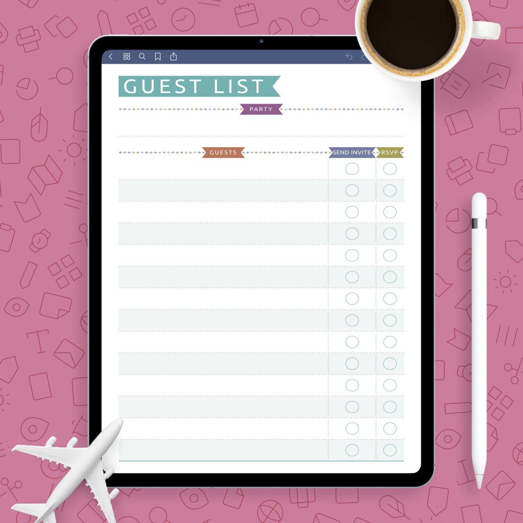 party-guest-list-casual-style-template-printable-pdf for Free Printable Party Guest List Party Guest List - Casual Style Template - Printable PDF for Free Printable Party Guest List