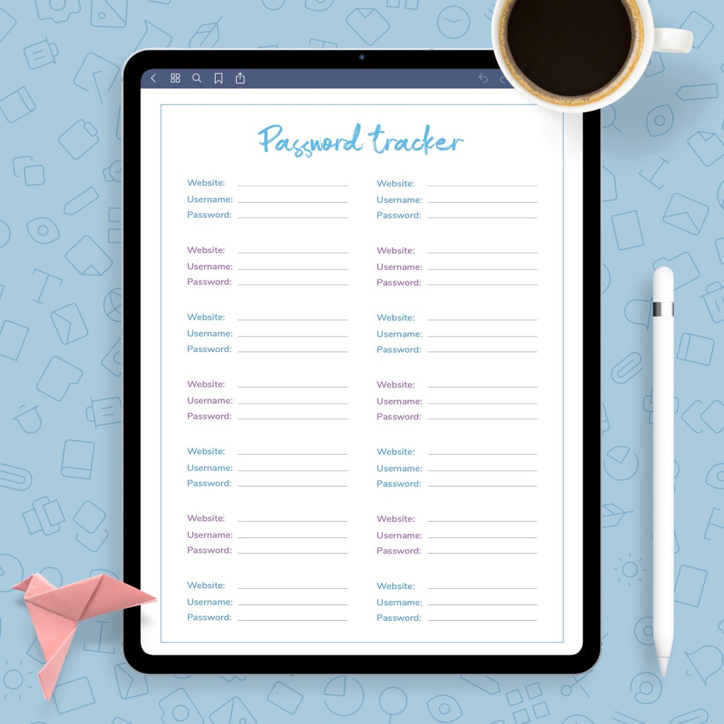 Password Keeper Template Template - Printable PDF