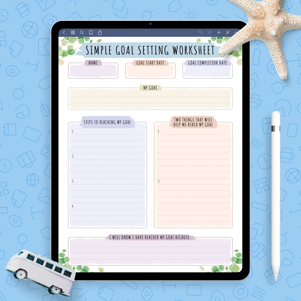 Personal Goal Planning Botanical Design Template Printable Pdf