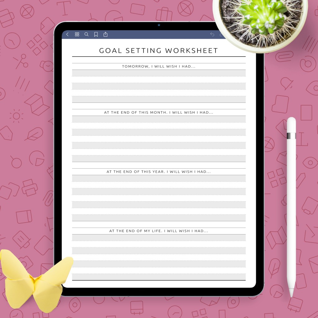 Personal Goal Setting Page Template - Printable PDF