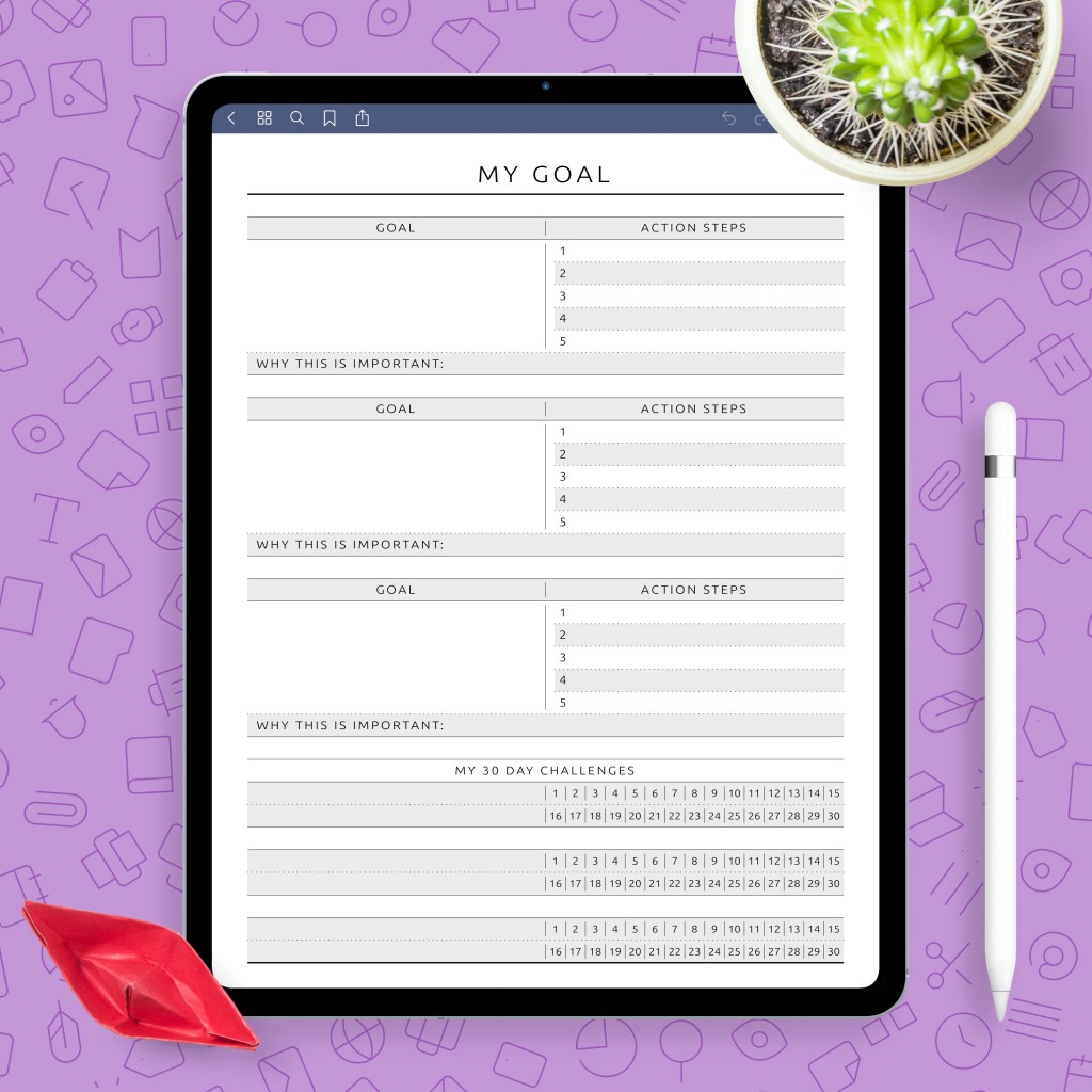 Personal Goal Tracker Template - Printable PDF