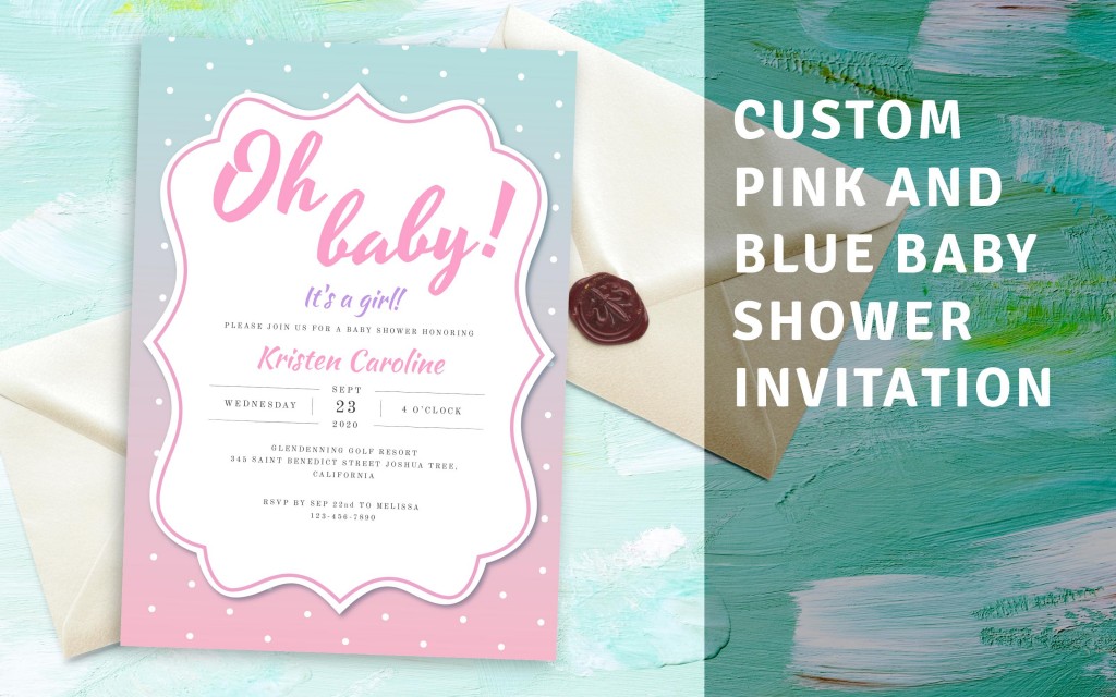 Custom Pink and Blue Baby Shower Invitation