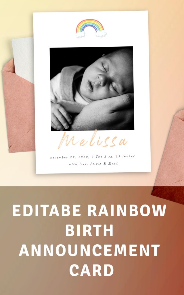Get Rainbow Birth Announcement Card