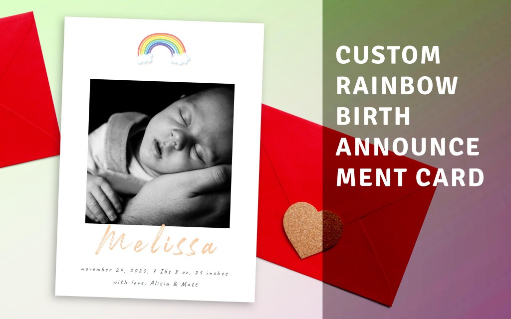 Custom Rainbow Birth Announcement Card
