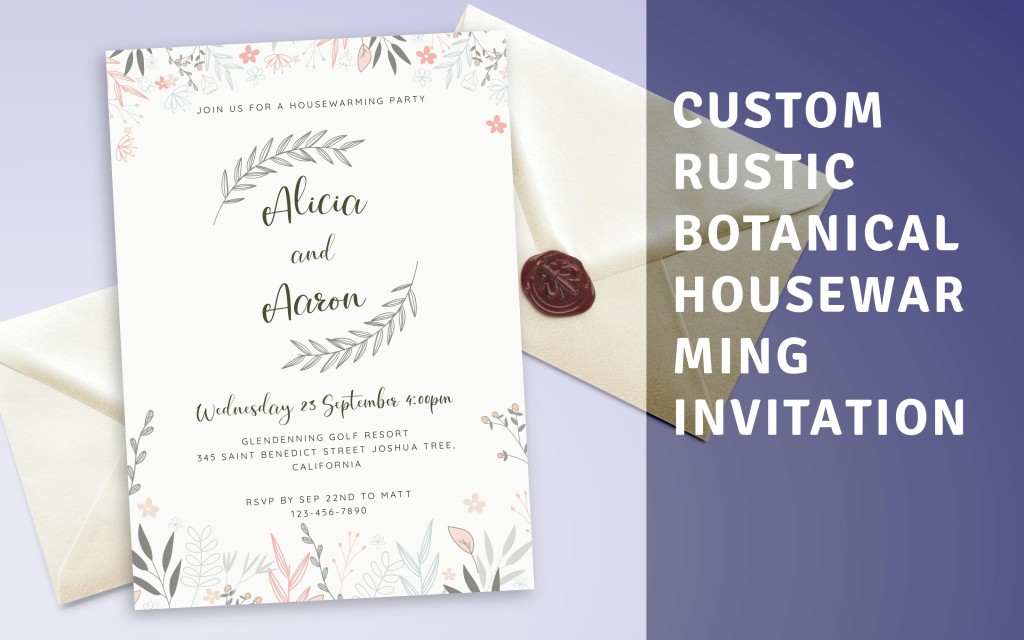 Custom Rustic Botanical Housewarming Invitation