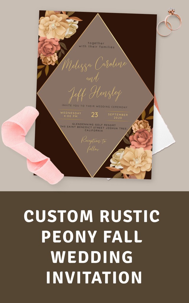 Get Rustic Peony Fall Wedding Invitation