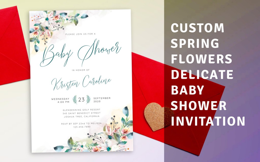 Custom Spring Flowers Delicate Baby Shower Invitation