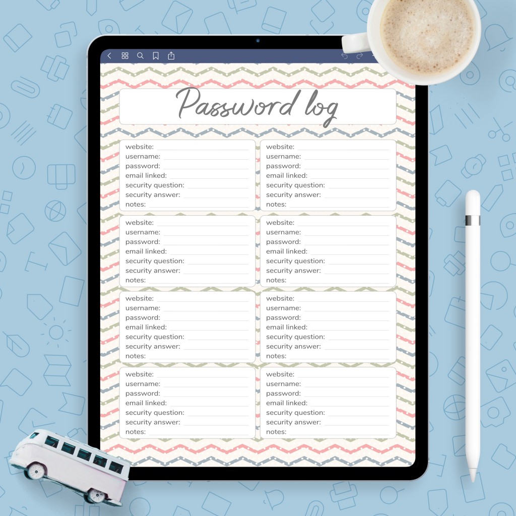 Stylish Password Tracker Template Template - Printable PDF