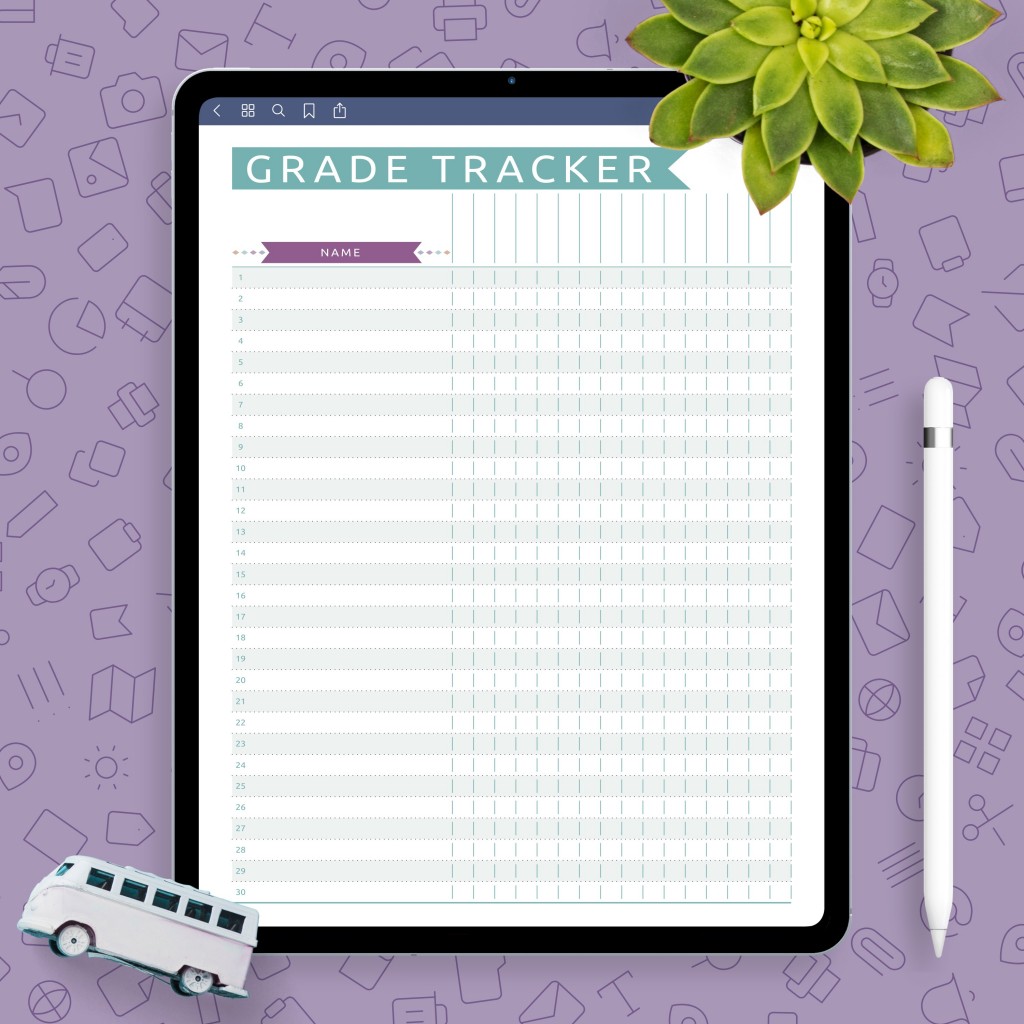 Teacher Grade Tracker Template (Casual) Template - Printable PDF