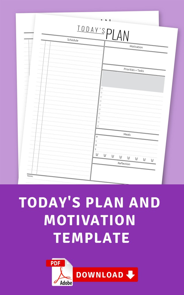 Today's Plan and Motivation Template - Printable PDF
