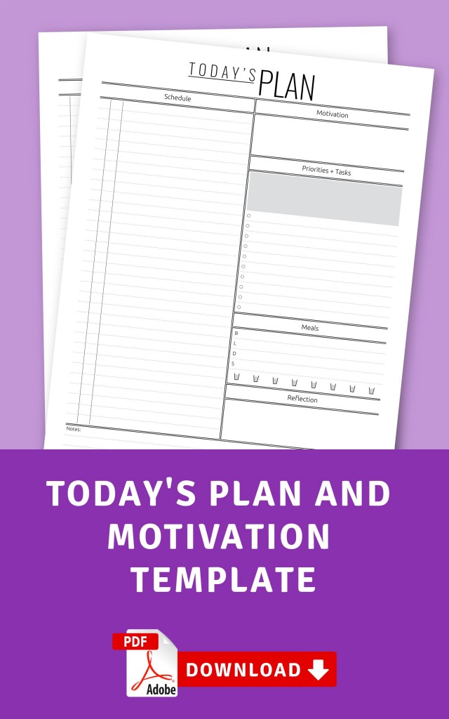 todays plan and motivation template printable pdf