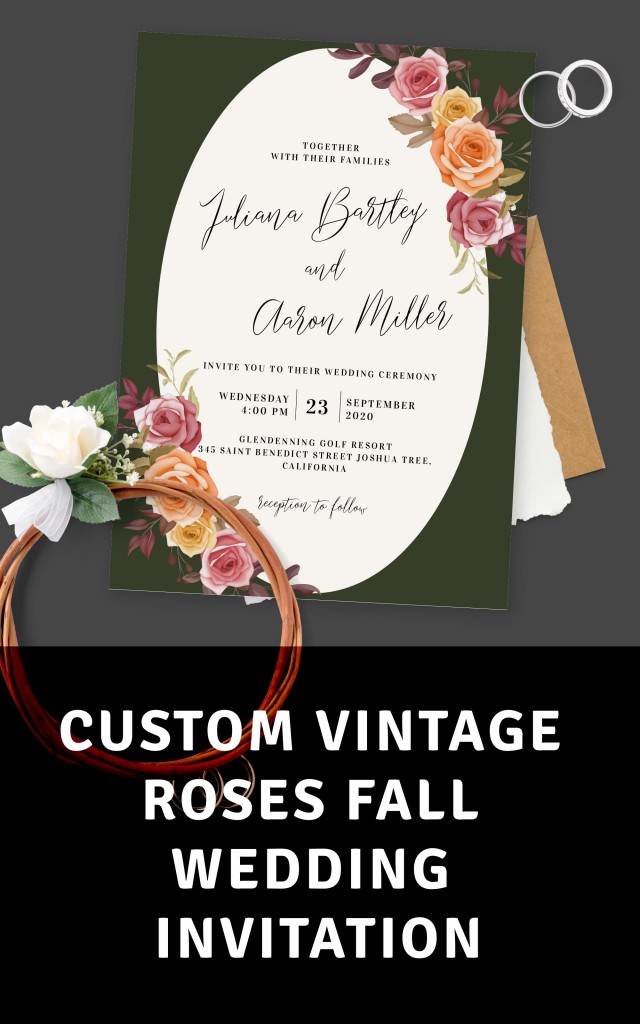Get Vintage Roses Fall Wedding Invitation