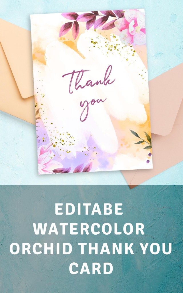 Get Watercolor Orchid Thank You Card