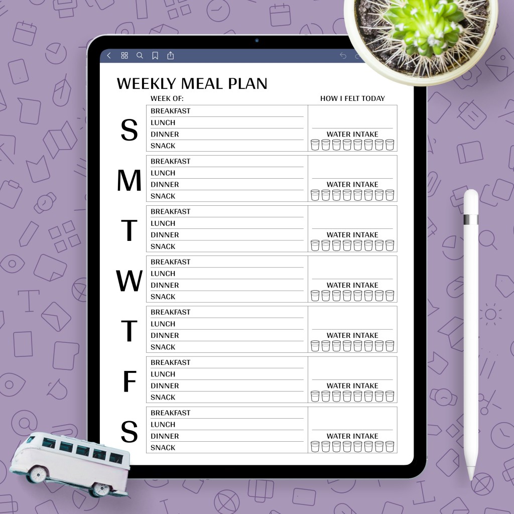 Week Meal Plan Printout Template - Printable PDF