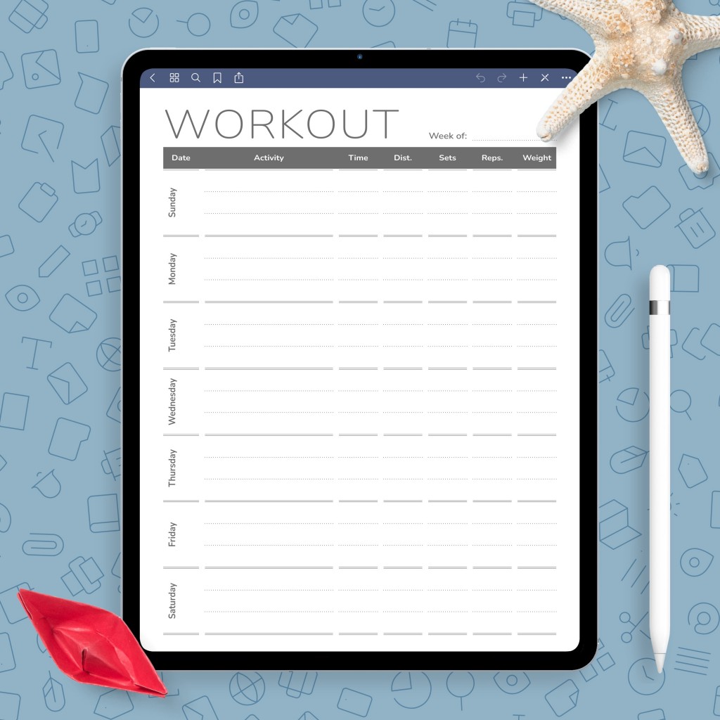 Weekly Workout Template - Download Printable PDF
