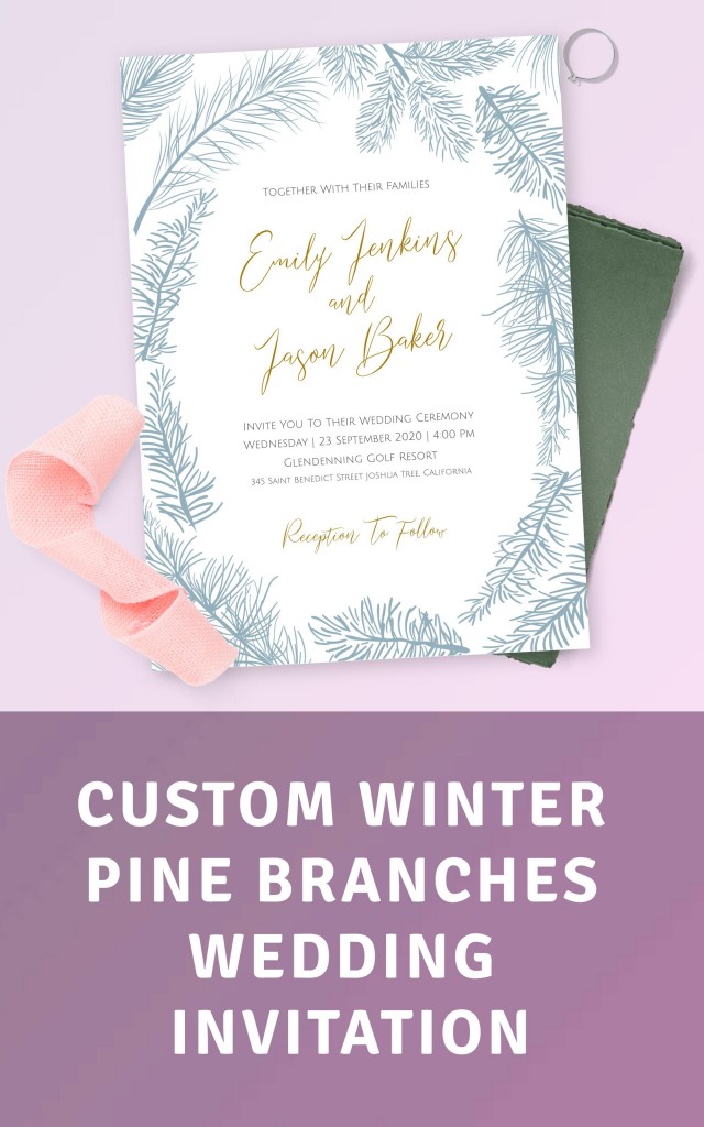 Get Winter Pine Branches Wedding Invitation