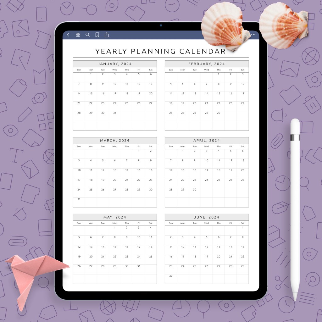 Yearly Planning Calendar Template Template - Printable PDF